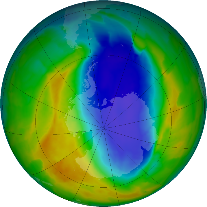 Antarctic ozone map for 18 October 2013